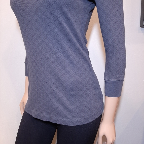 JOE FRESH Geometric Print Ribbed Split Neck Top 3/4 Sleeve Casual - Picture 6 of 14